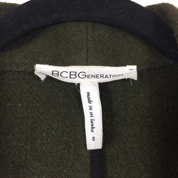 BCBGeneration Green Wool Long Open Front Military Duster Vest Size Small - Picture 4 of 12